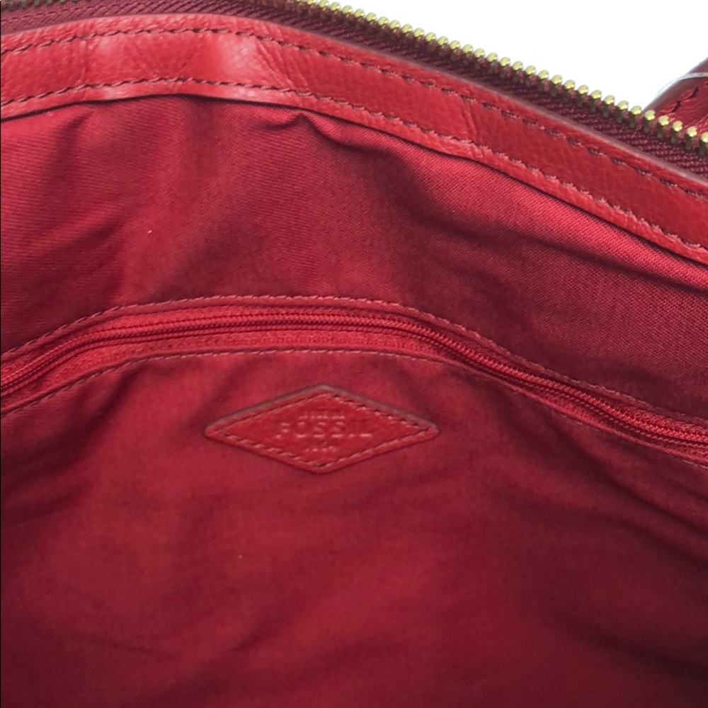 Fossil Crimson Shoulder Bag Satchel Leather New - Picture 5 of 8